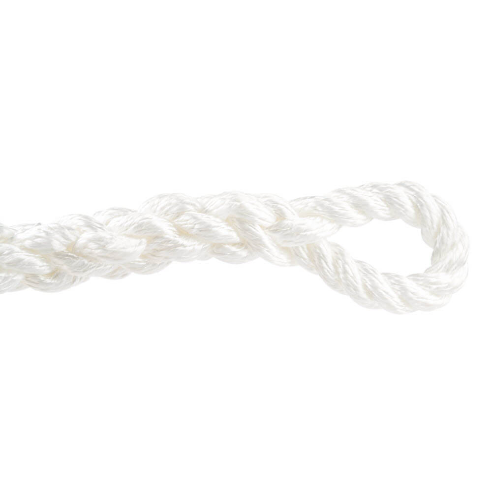 Câble de remorquage cinétique blanc de 22 mm en matériau composite, enroulé avec une boucle à l'extrémité, adapté aux applications de traction lourde et offrant des performances durables.