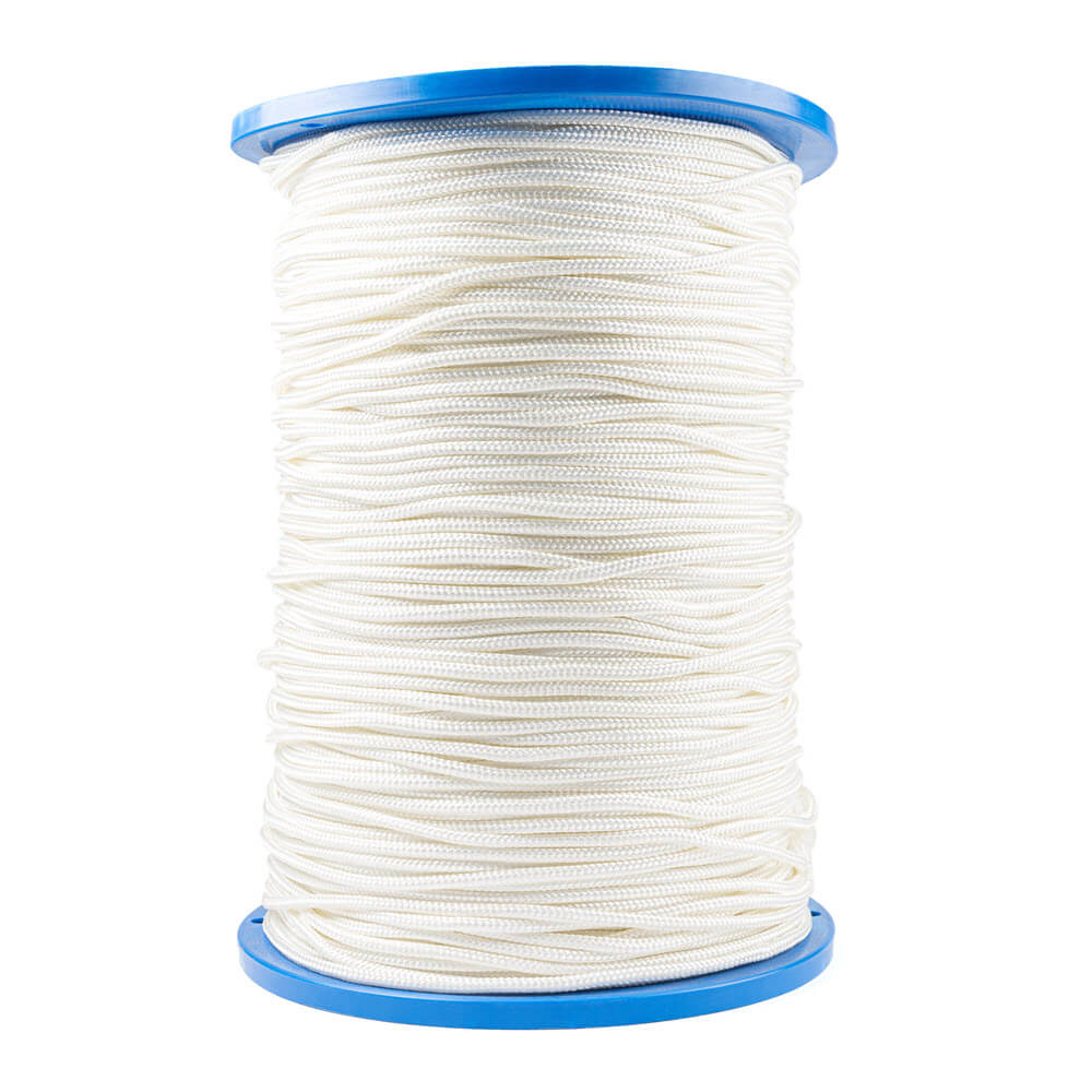 Cordage polyester tressé en blanc et noir 1,5 mm à 12 mm