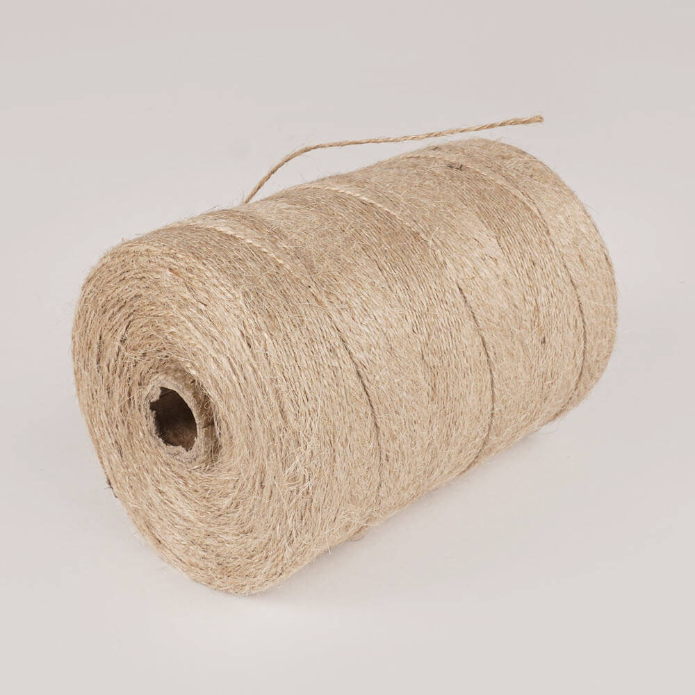 Bobine de ficelle de jute 2 brins, 0,5 kg, environ 450 mètres, couleur naturelle, idéale pour attacher fleurs, petits pois ou légumes verts.