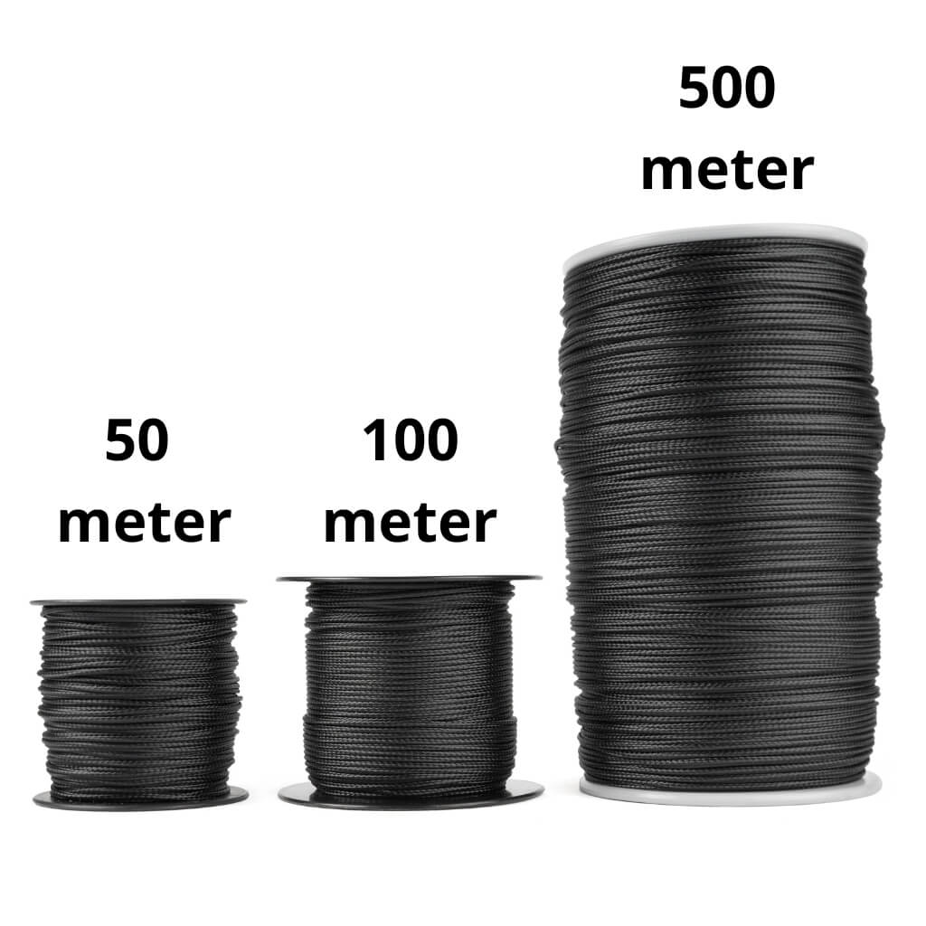 Kevlar 1,5 mm op haspels van 50, 100 en 500 meter