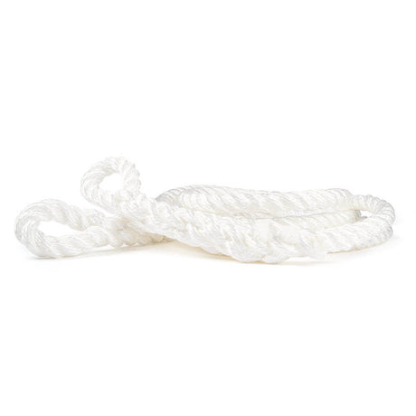 Câble de remorquage cinétique blanc de 22 mm en matériau composite, soigneusement enroulé avec des boucles aux deux extrémités, conçu pour les applications de traction lourde et des performances durables.