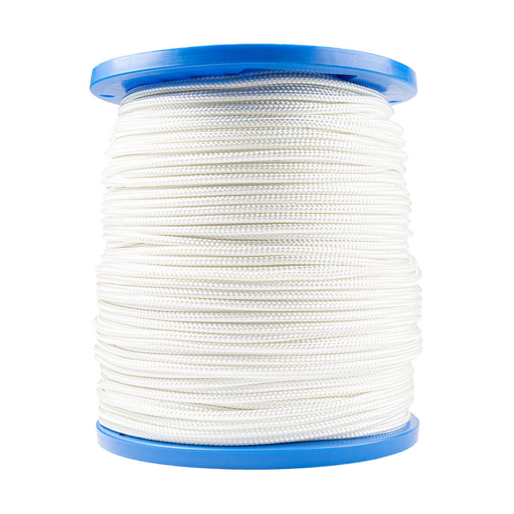 Cordage polyester tressé en blanc et noir 1,5 mm à 12 mm